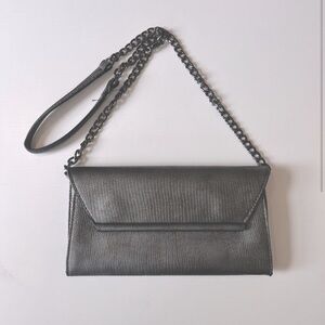 Zara Silver Baguette style clutch with silver strap | wedding guest and events